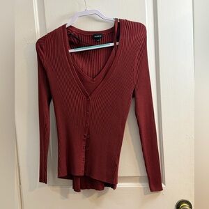 ‼️EUC‼️ Torrid Ribbed Burgundy Cardigan Sweater with ribbed tank. Size 1